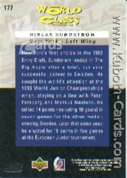 NHL 1995 / 96 Be A Player - No 177 - Niklas Sundstrom