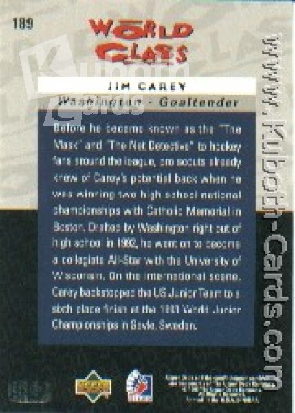 NHL 1995 / 96 Be A Player - No 189 - Jim Carey