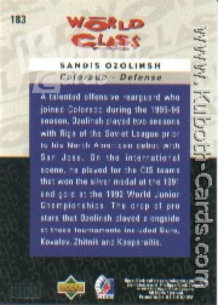 NHL 1995 / 96 Be A Player - No 183 - Sandis Ozolinsh