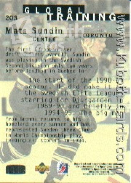 NHL 1995 / 96 Be A Player - No 203 - Mats Sundin