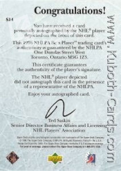 NHL 1995 / 96 Be A Player Autographs - No S14 - Muni