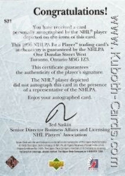 NHL 1995 / 96 Be A Player Autographs - No S21 - Therien