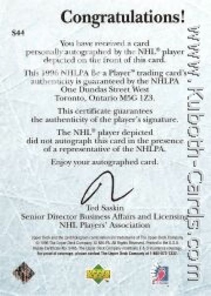 NHL 1995/96 Be A Player Autographs - No S44 - Brisebois