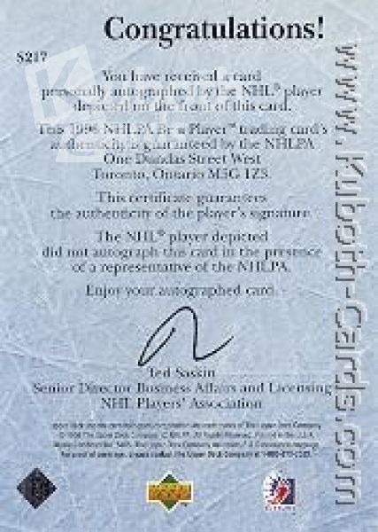 NHL 1995/96 Be A Player Autographs - No S217 - McCarthy