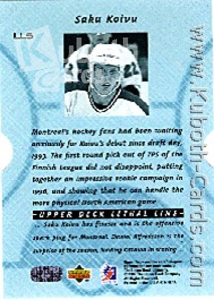 NHL 1995 / 96 Be A Player Lethal Lines - No LL5 - Koivu