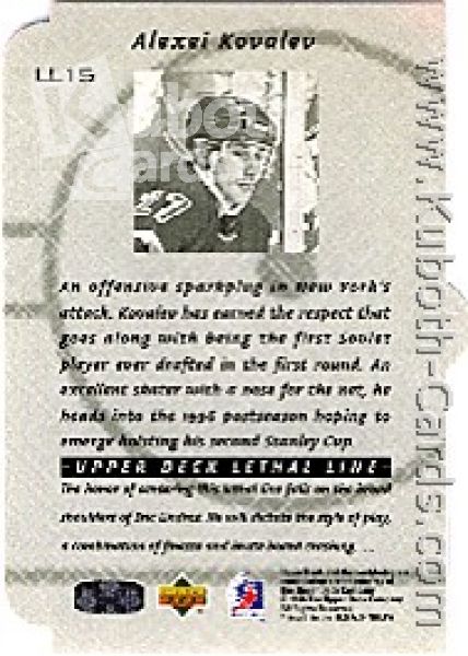 NHL 1995 / 96 Be A Player Lethal Lines - No LL15 - Kovalev