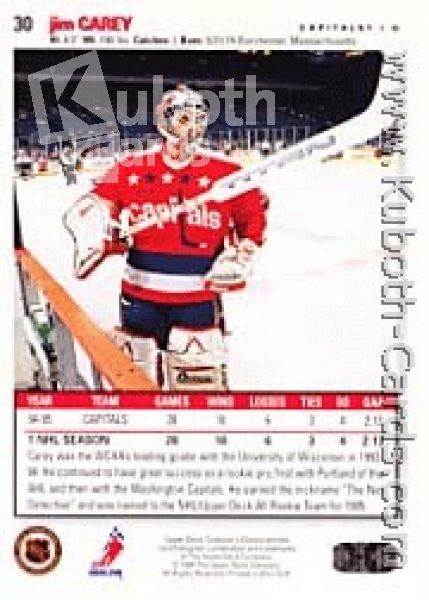 NHL 1995 / 96 Collector's Choice - No 30 - Jim Carey