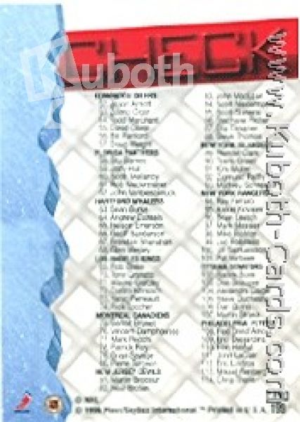 NHL 1995 / 96 Metal - No 199 - Checklist