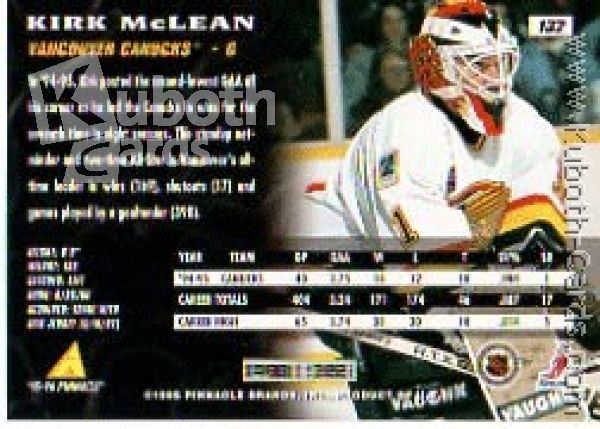 NHL 1995 / 96 Pinnacle - No 132 - Kirk McLean