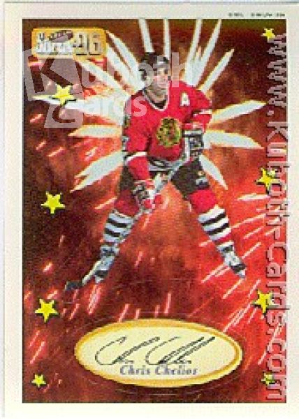 NHL 1995 / 96 Imperial Stickers Die-Cut Superstars - No 10 of 25 - Chris Chelios