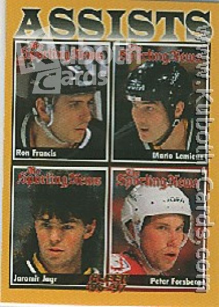 NHL 1996 / 97 Fleer - No 139 - Ron Francis / Mario Lemieux / Jaromir Jagr / Peter Forsberg