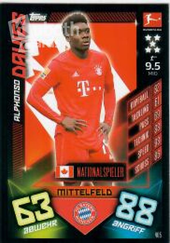 Fussball 2019-20 Topps Match Attax - No 405 - Alphonso Davies