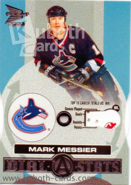 NHL 1999-00 Pacific Prism Dial-a-Stats - No 10 - Mark Messier