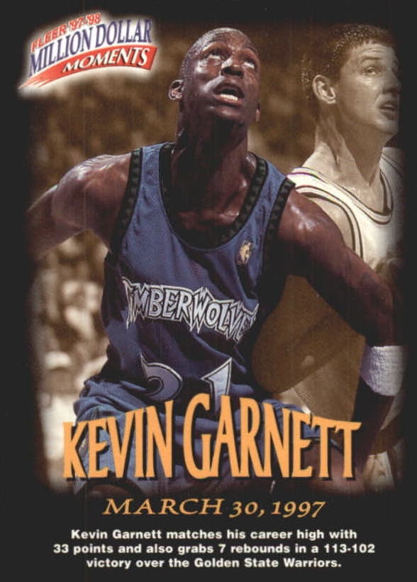 NBA 1997-98 Fleer Million Dollar Moments - No 8 - Kevin Garnett