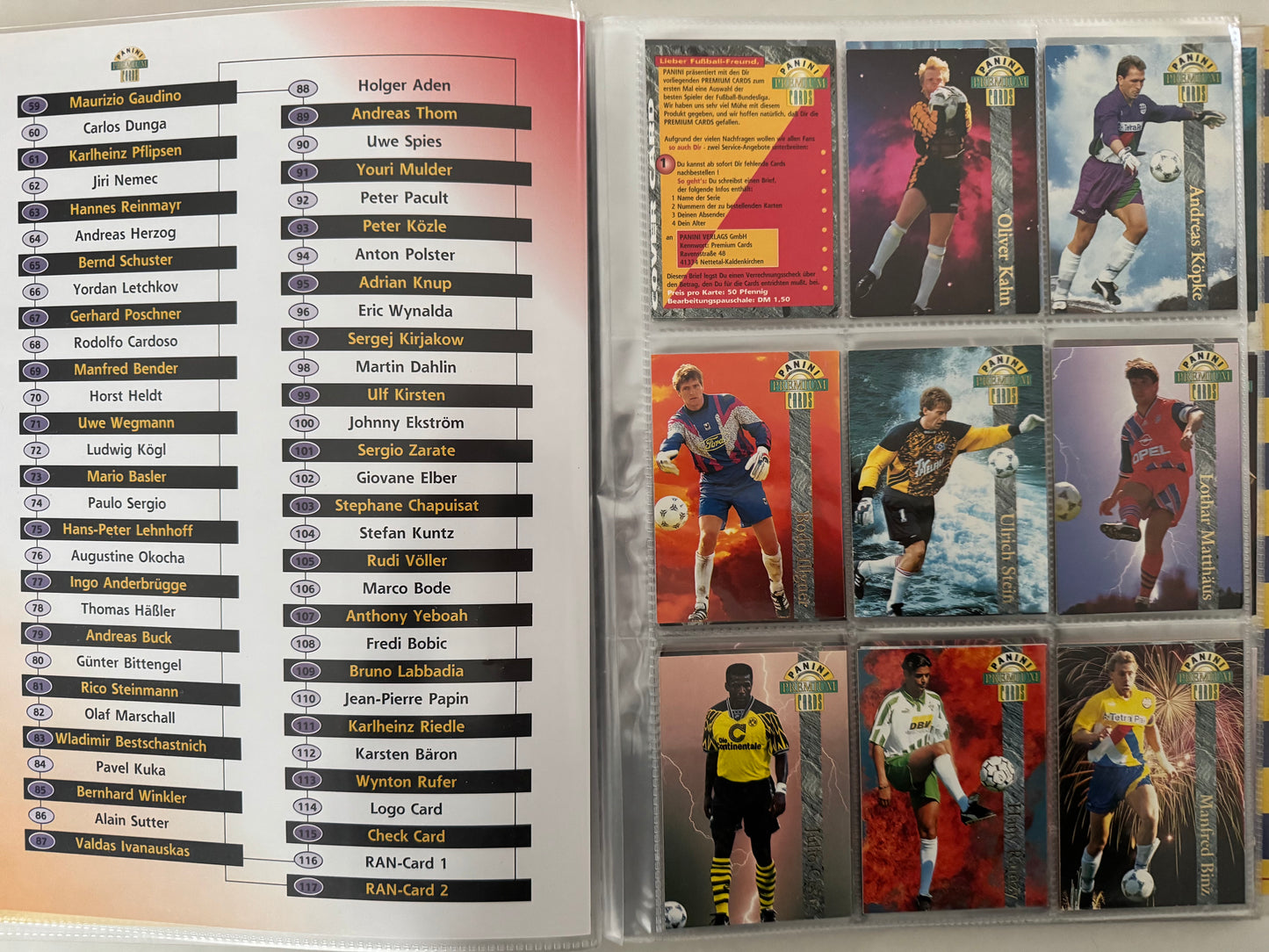 Fussball 1994-95 Panini Premium Cards Bundesliga - komplett No 1 - 115