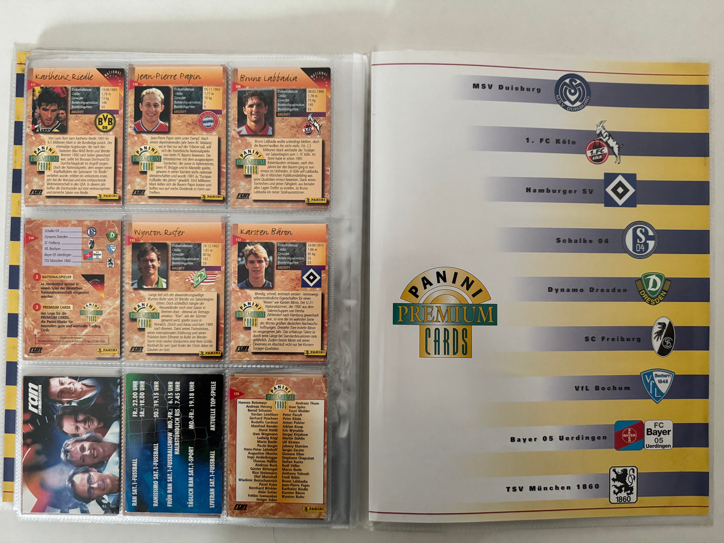 Fussball 1994-95 Panini Premium Cards Bundesliga - komplett No 1 - 115