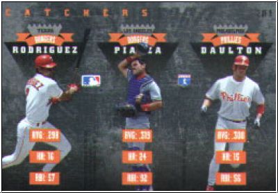 MLB 1995 Donruss Dominators - No 2 of 9 - Ivan Rodriguez / Mike Piazza / Darren Daulton