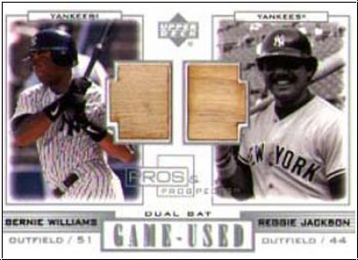 MLB 2001 Upper Deck Pros and Prospects Legends Game-Used Dual Bat - No PL-WJ - Bernie Williams / Reggie Jackson