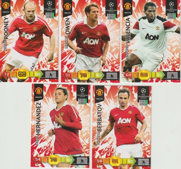 Football 2010-11 Panini Adrenalyn XL Champions League - No 155 - 168 - complete base set Manchester United