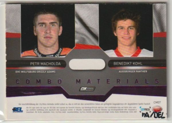 DEL 2008/09 CityPress Jersey Card Combo Materials - No CM07 - Petr Macholda / Benedikt Kohl