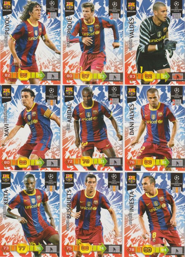 Fussball 2010-11 Panini Adrenalyn XL Champions League - No 18 - 31 - komplettes Basis Set FC Barcelona