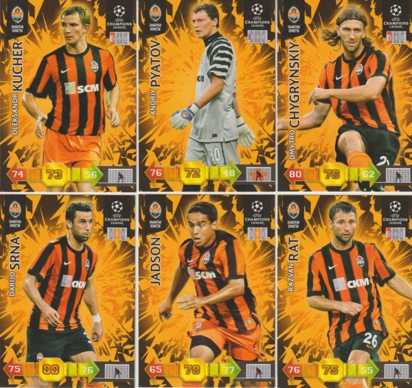 Fussball 2010-11 Panini Adrenalyn XL Champions League - No 299 - 308 - komplettes Basis Set FC Shakhtar Donetsk