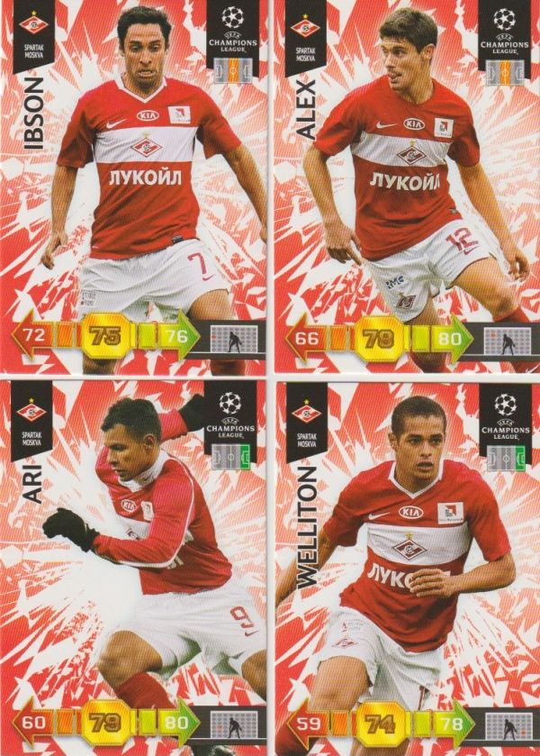 Fussball 2010-11 Panini Adrenalyn XL Champions League - No 312 - 321 - komplettes Basis Set FC Spartak Moskau