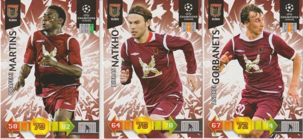 Football 2010-11 Panini Adrenalyn XL Champions League - No 268 - 279 - complete basic set FC Rubin Kazan