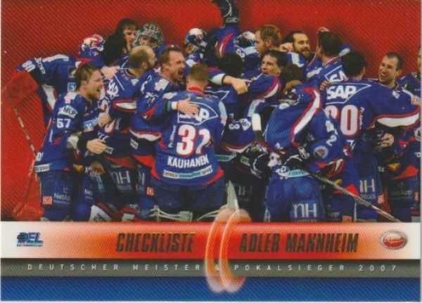 DEL 2007/08 CityPress Adler Mannheim Master Set - No DC20 - Team Adler Mannheim