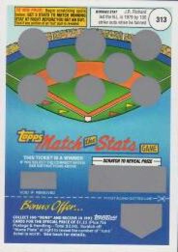 MLB 1992 Topps Match the Stats - No 313