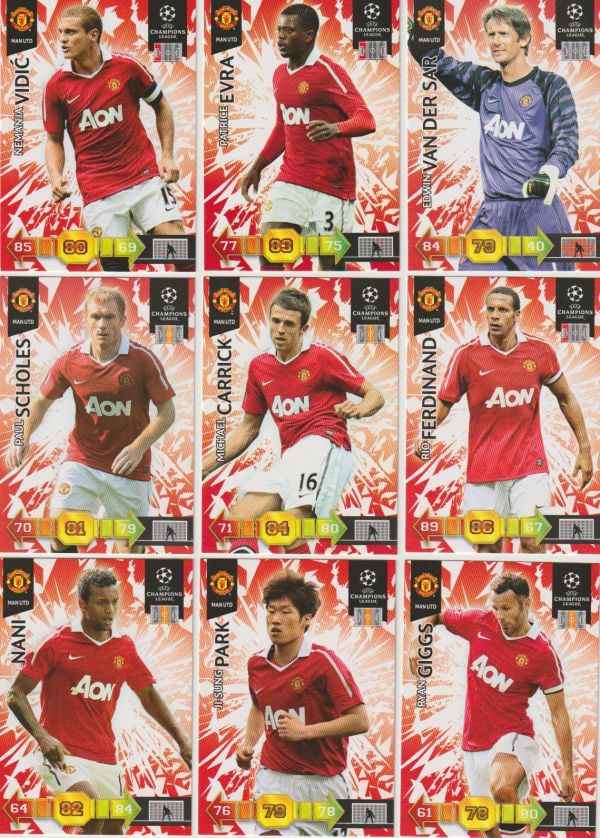 Fussball 2010-11 Panini Adrenalyn XL Champions League - No 155 - 168 - komplettes Basis Set Manchester United