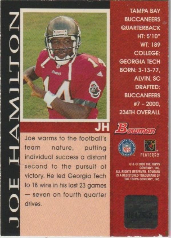 NFL 2000 Bowman Autographs - No JH - Joe Hamilton