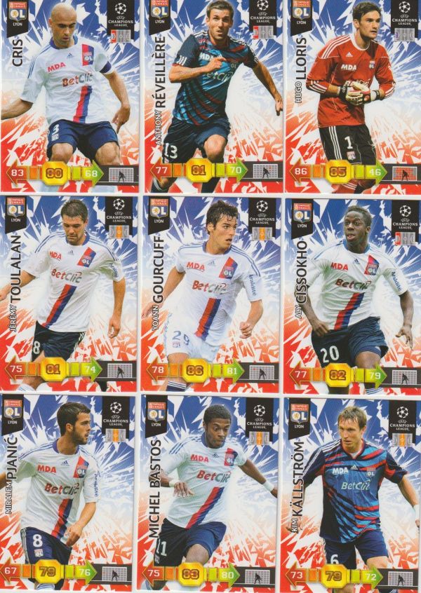 Fussball 2010-11 Panini Adrenalyn XL Champions League - No 138 - 149 - komplettes Basis Set Olympique Lyon