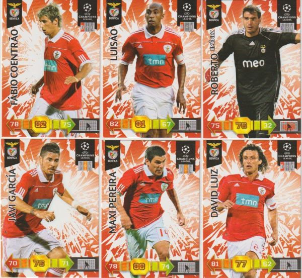 Football 2010-11 Panini Adrenalyn XL Champions League - No 61 - 70 - complete basic set Benfica Lisbon