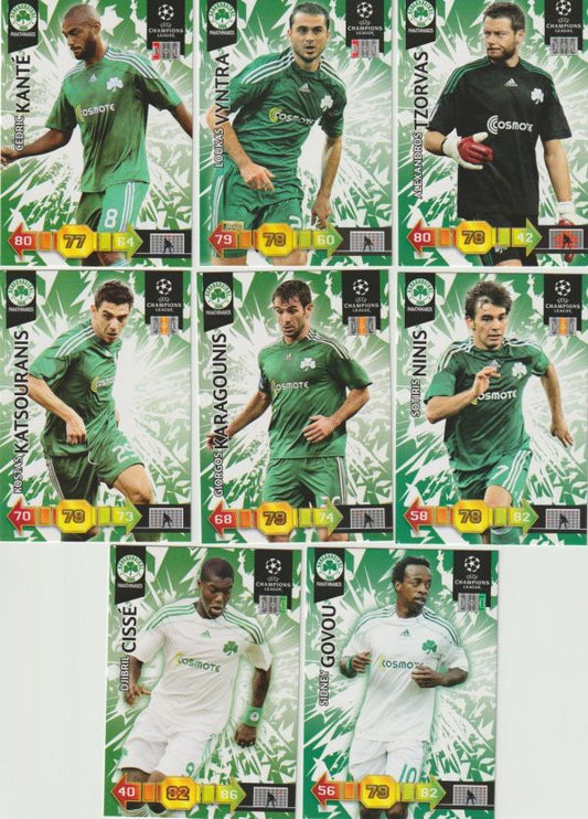 Fussball 2010-11 Panini Adrenalyn XL Champions League - No 209 - 216 - komplettes Basis Set Panathinaikos Athen