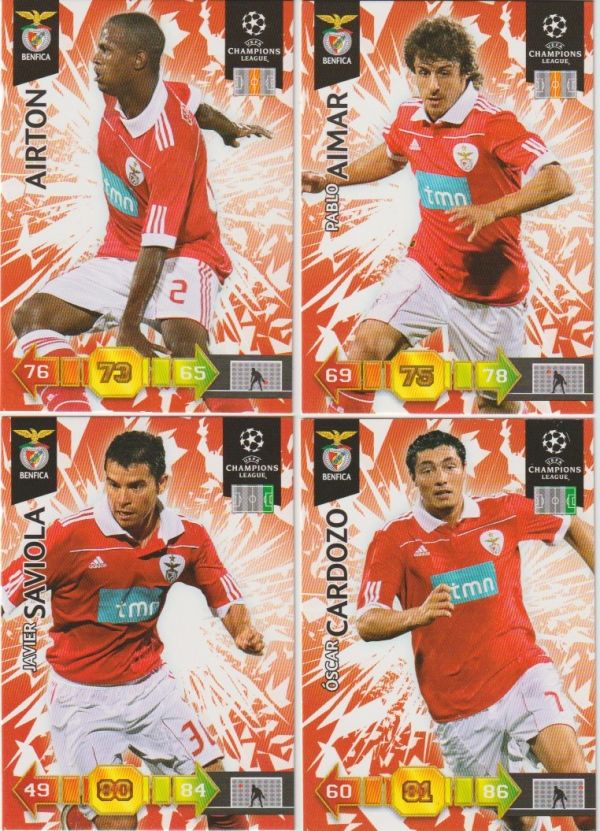 Football 2010-11 Panini Adrenalyn XL Champions League - No 61 - 70 - complete basic set Benfica Lisbon