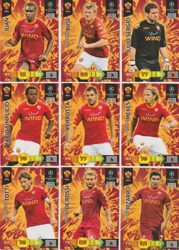 Football 2010-11 Panini Adrenalyn XL Champions League - No 252 - 263 - complete basic set AS Roma