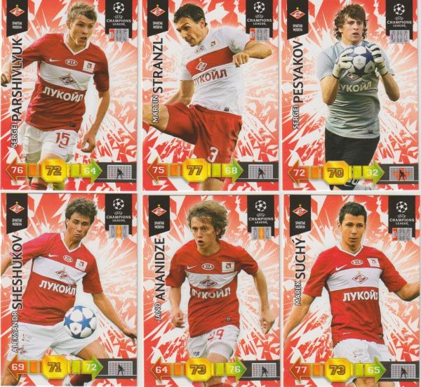 Football 2010-11 Panini Adrenalyn XL Champions League - No 312 - 321 - complete basic set FC Spartak Moscow