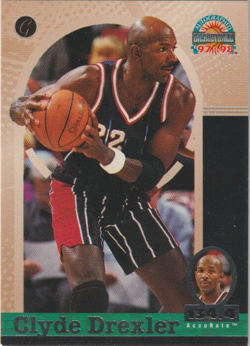 NBA 1997-98 Score Board Autographed Basketball - No 25 - Clyde Drexler