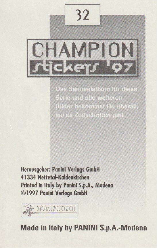 Fussball 1997 Panini Champion Stickers  - No 32 - Martin Driller