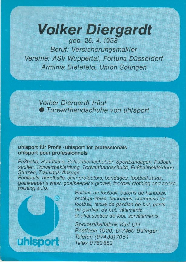 Fussball - Autogramm - Volker Diergardt