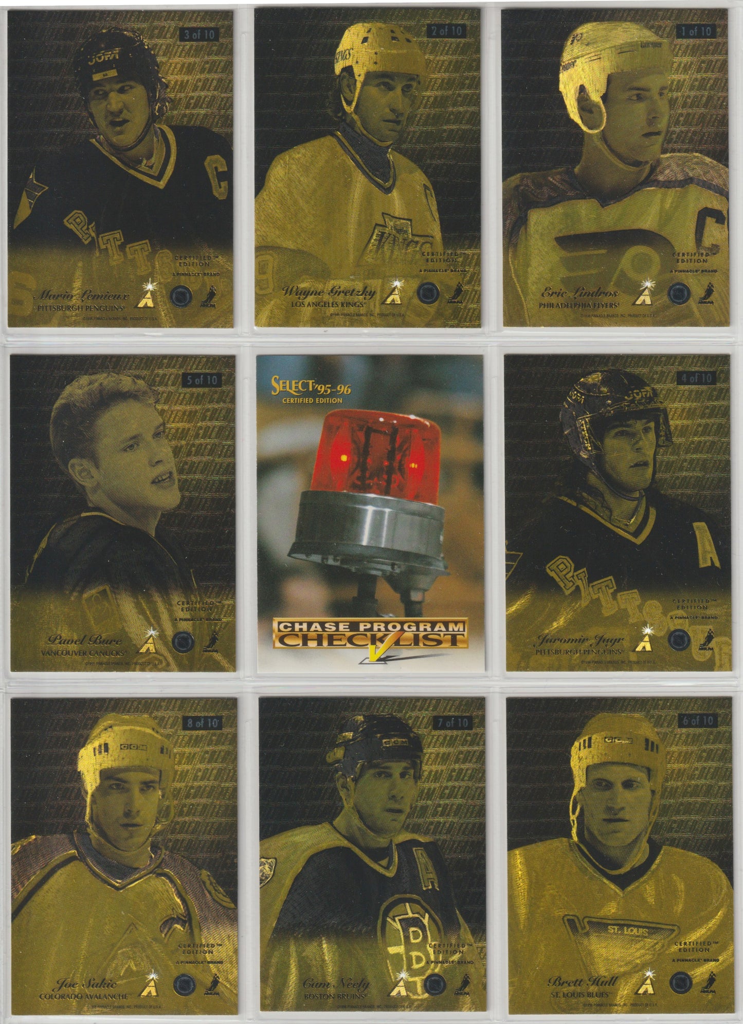NHL 1995 / 96 Select Certified Gold Team - No 1 of 10 - 10 of 10 - kompletter Satz