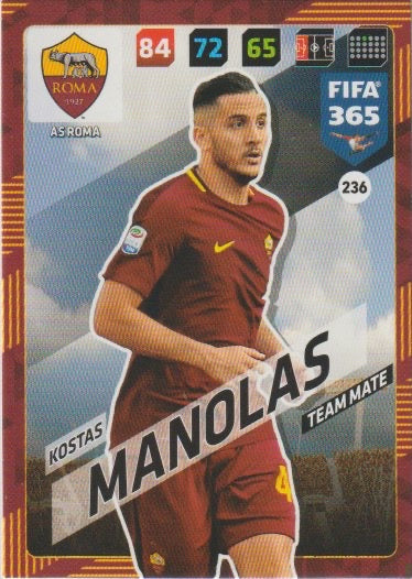 Soccer 2018 Panini FIFA 365 Adrenalyn XL - No 236 - Kostas Manolas