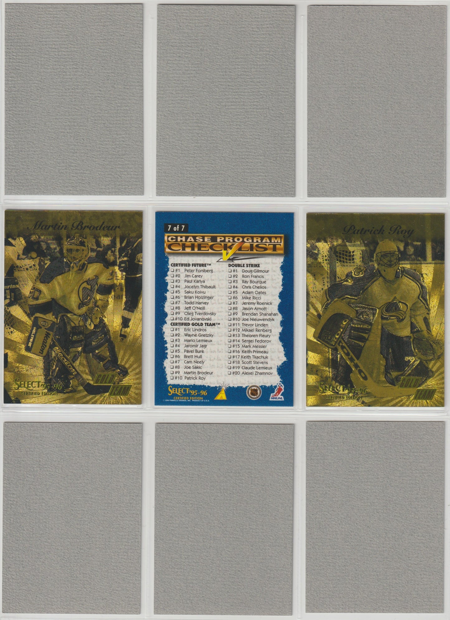 NHL 1995 / 96 Select Certified Gold Team - No 1 of 10 - 10 of 10 - kompletter Satz