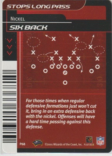 NFL 2001 Showdown 1st Edition Plays - No P68 - Six Back