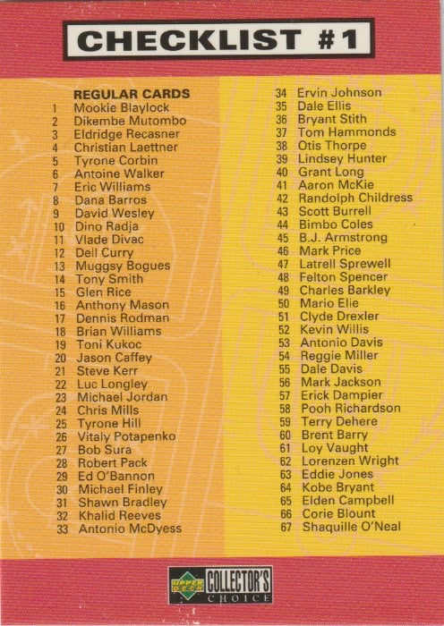 NBA 1997-98 Collector's Choice - No 196 - Checklist No 1