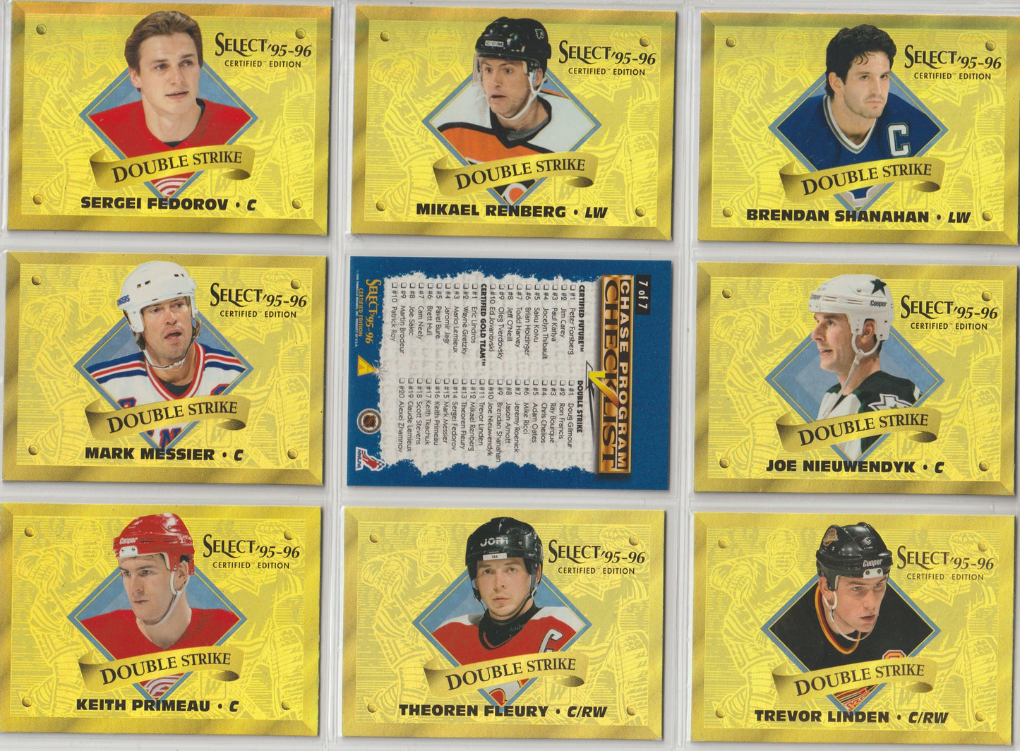 NHL 1995-96 Select Certified Double Strike Gold - No 1 von 20 bis 20 von 20 - kompletter Satz