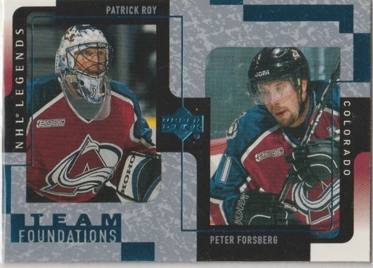 NHL 2000-01 Upper Deck Legends - No 36 - Peter Forsberg / Patrick Roy