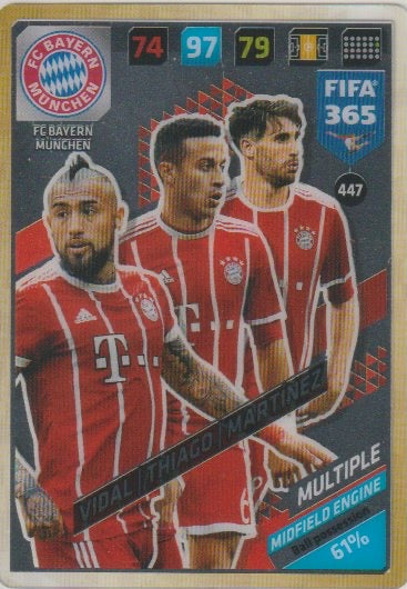 Fussball 2018 Panini FIFA 365 Adrenalyn XL - No 447 - Vidal / Thiago / Martinez