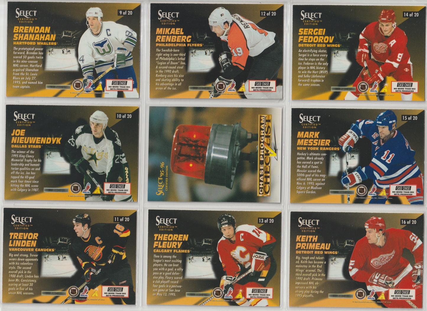 NHL 1995-96 Select Certified Double Strike Gold - No 1 von 20 bis 20 von 20 - kompletter Satz